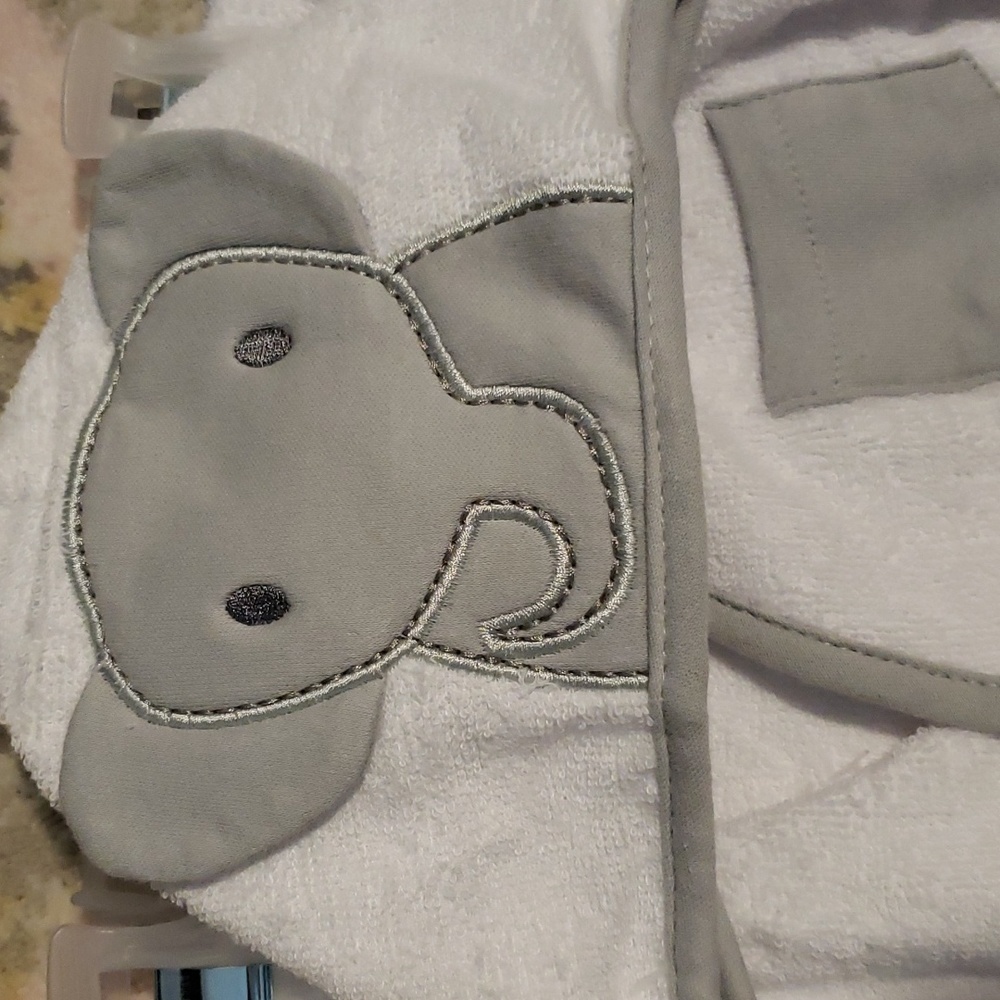 Hooded Elephant Baby Terry Robe - Picture 2 of 4